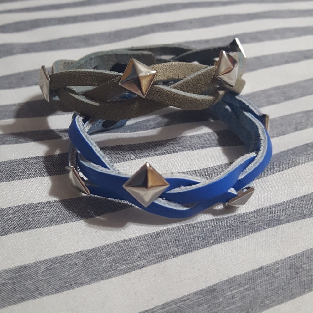 🍁2 leather braided stack bracelets